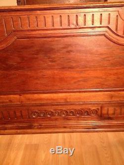 Stunning European Early Antique French Walnut Carved High Back Bed from France