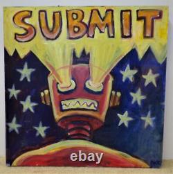 Submit! Robot Original Acrylic Paint On Wood From North Carolina Artist