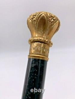 Superb Gold Presentation Cane From Employees Christmas to F. M. P 1888 Ebony