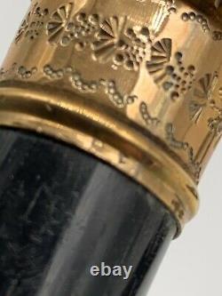 Superb Gold Presentation Cane From Employees Christmas to F. M. P 1888 Ebony