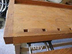 Superb Original Steiner 75+ Year Old Woodworking Wood Bench From Germany 2 Vises