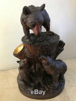 Swiss Black Forest Carved Wooden Bear Humidor from the Early 1900s beautiful