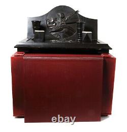 Table inkwell with a scene from the movie Chapaev. Wood, bone