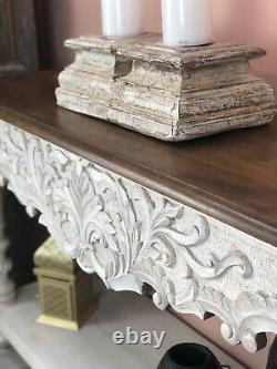 Tall Carved Console Table Made From Mango Wood