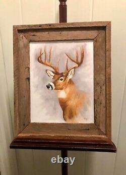 Ten Point Canvas Painting & Artist Built Frame from (Old Barn Wood)