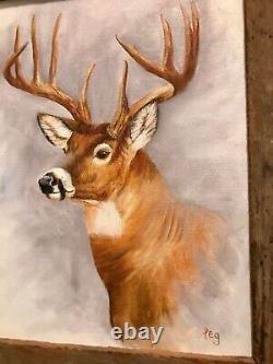 Ten Point Canvas Painting & Artist Built Frame from (Old Barn Wood)