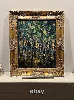 The Deep Woods Sunset Fauvism Landscape Original Painting Ornate Gold Frame Art