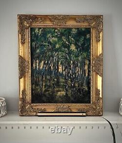 The Deep Woods Sunset Fauvism Landscape Original Painting Ornate Gold Frame Art