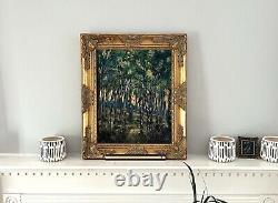 The Deep Woods Sunset Fauvism Landscape Original Painting Ornate Gold Frame Art