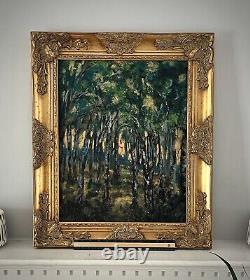 The Deep Woods Sunset Fauvism Landscape Original Painting Ornate Gold Frame Art