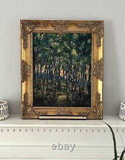 The Deep Woods Sunset Fauvism Landscape Original Painting Ornate Gold Frame Art