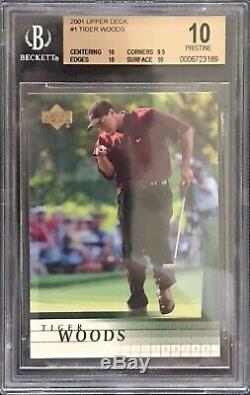 Tiger Woods 2001 Upper Deck #1 Rookie BGS 10 Only 0.5 Away From Black Label
