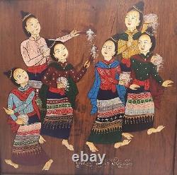 Truly Gorgeous Antique (c. 1900) Oil on Wood from Southeast Asia (Myanmar)