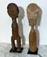 Two Old Carved Wood Statues Of African Ewe And Fanti Dolls From Ghana
