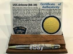 USS Arizona (BB-39) Pen Embedded teak wood from the deck