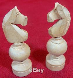 VINTAGE FRENCH CHESS SET HAND MADE FROM WOOD with original box
