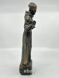 VTG Saint Francis of Assisi Carved Wooden Statue by Capri from British Hong Kong