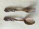 Very Rare And Nice Old Norwegian Carved Fork And Spoon In Wood From Norway