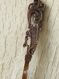 Very rare and nice old norwegian carved fork and spoon in wood from Norway