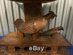 Vincent Price's Antique Ashanti Carved Wooden Stool with Chickens from Ghana
