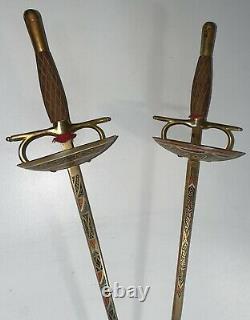 Vintage 42 Pair Fencing Swords SPANISH TOLEDO Epee from Spain Ornate Practice