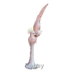 Vintage 5ft Pink Cockatoo Parrot Art Deco Wood Carved Statue From Spain