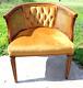 Vintage 60's Wood-wicker Barrel Back Chair Original Yellowithorange Velvet Fabric