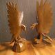 Vintage 70s Hand Carved Eagle Ready For Flight From Single Wood Chunk 14 Pair