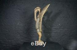 Vintage African Art Large Carved Wooden Mythical Bird Statue from Sierra Leone