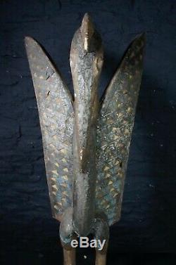 Vintage African Art Large Carved Wooden Mythical Bird Statue from Sierra Leone
