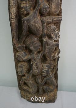 Vintage African art carved wood sculpture mother 6 children Carved from hardwood