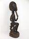 Vintage Baule Seated Male Figure African Wood Sculpture From Missionary Family
