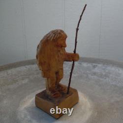 Vintage Carved Wood Figure Norwegian Troll From Norway, Signed