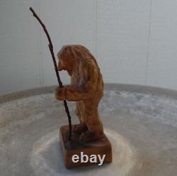 Vintage Carved Wood Figure Norwegian Troll From Norway, Signed