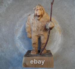 Vintage Carved Wood Figure Norwegian Troll From Norway, Signed