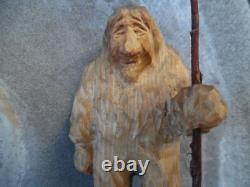 Vintage Carved Wood Figure Norwegian Troll From Norway, Signed