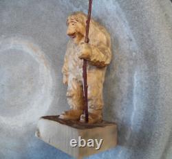 Vintage Carved Wood Figure Norwegian Troll From Norway, Signed