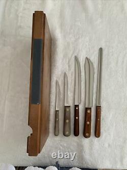 Vintage Case XX Knife Set Of 5 With Wooden Block From The 1940's