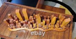 Vintage Crafted Manhattan Wooden Decoration from 80s