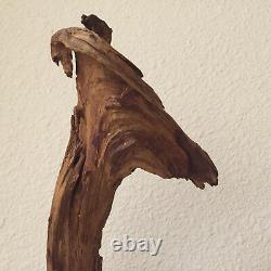 Vintage Face with Branch on Mouth Carved from Single Piece of Wood L146