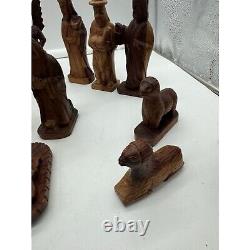 Vintage Hand Carved Solid Wood 12 Piece Nativity Set from Laos, Asia