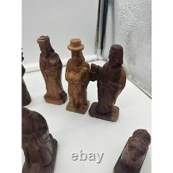 Vintage Hand Carved Solid Wood 12 Piece Nativity Set from Laos, Asia