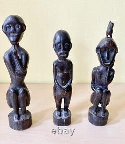 Vintage Hand Carved Wood Figures From Timor, Indonesia 10 Pieces