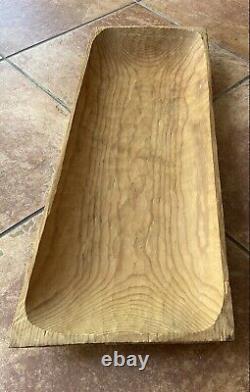 Vintage Handmade Wooden Dough Bowl/Tray. Carved From One Piece Of Wood 2++ Feet