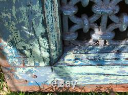 Vintage Indian Steel Wood Window Jali Original Paint Salvaged From Rajasthan b