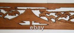 Vintage Japanese Ranma Wooden Curved Sculpture Mt. Fuji from Miho 68 1/8 W