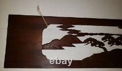 Vintage Japanese Ranma Wooden Curved Sculpture Mt. Fuji from Miho 68 1/8 W