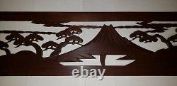 Vintage Japanese Ranma Wooden Curved Sculpture Mt. Fuji from Miho 68 1/8 W