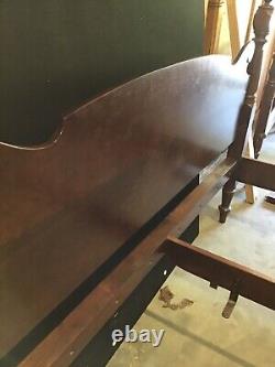 Vintage King Size Four Poster 60 High Mahogany Bed From 1970's