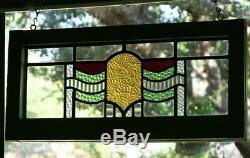 Vintage Leaded Stained Glass Window From England Original Wood Frame